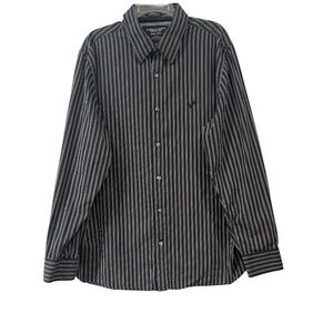 American Eagle Outfitters 100% Cotton Stripe Button Down Charcoal Shirt Size XXL